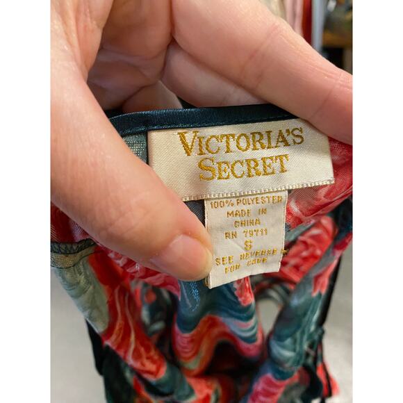 vintage 1980s victorias secret teddy red and green rose tap short one piece - Picture 2 of 10